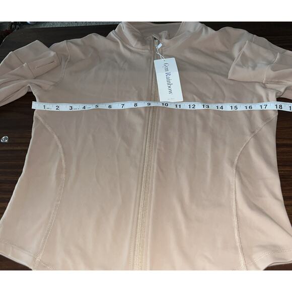 GYM RAINBOW Workout Full Zip Long Sleeve Slim Fit Running Jacket XL Light Brown - Picture 8 of 10